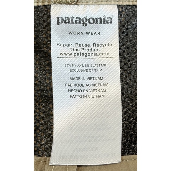 Patagonia Mens Wavefarer Stretch Shorts Beige 10" Inseam Size 35* Nylon EUC - Picture 3 of 7